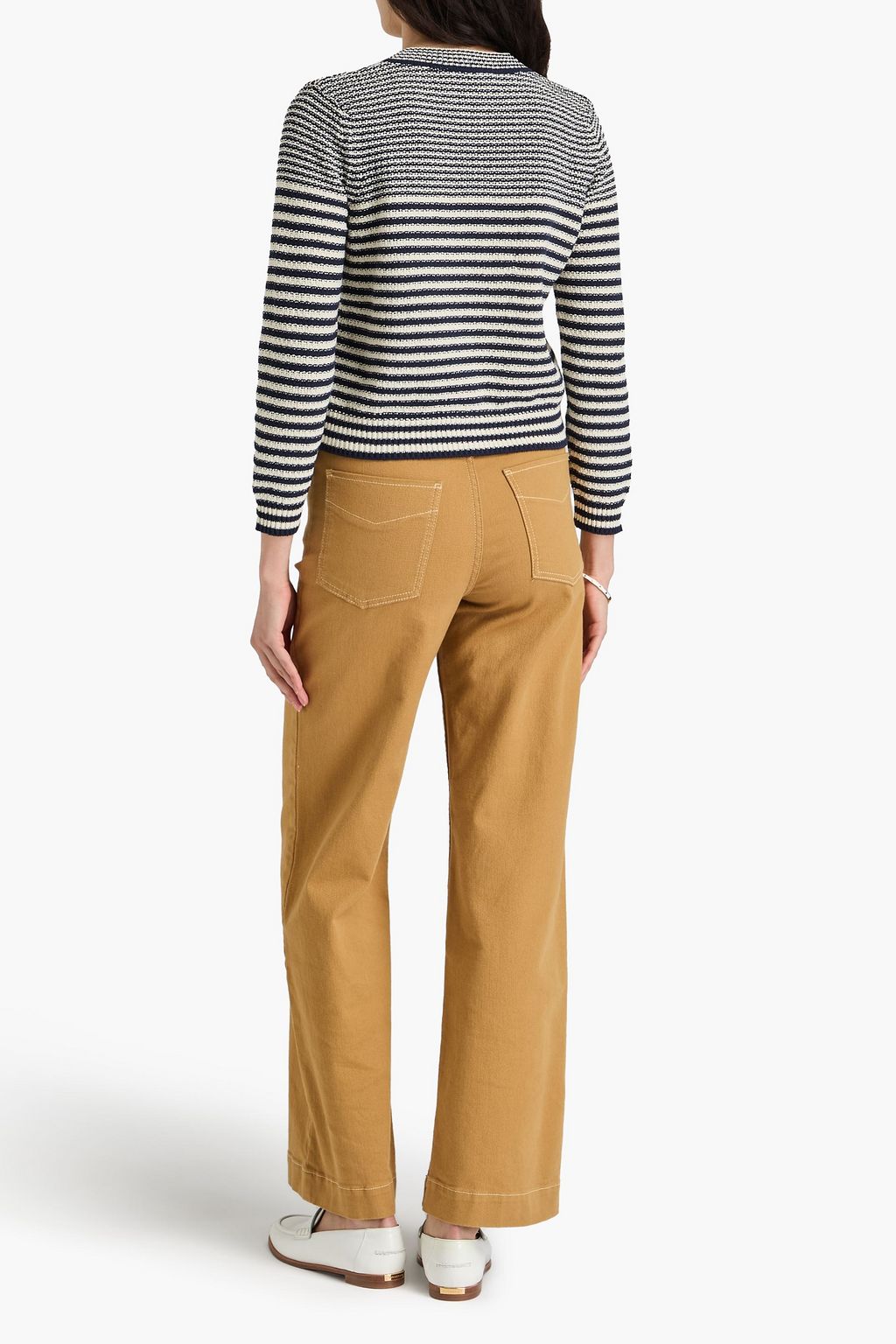 FRAME Striped cotton-blend cardigan