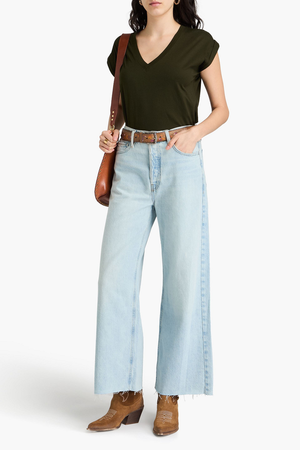 Frame Le Low Baggy Tief Sitzende Jeans Mit Weitem Bein In Hellblauer Denim