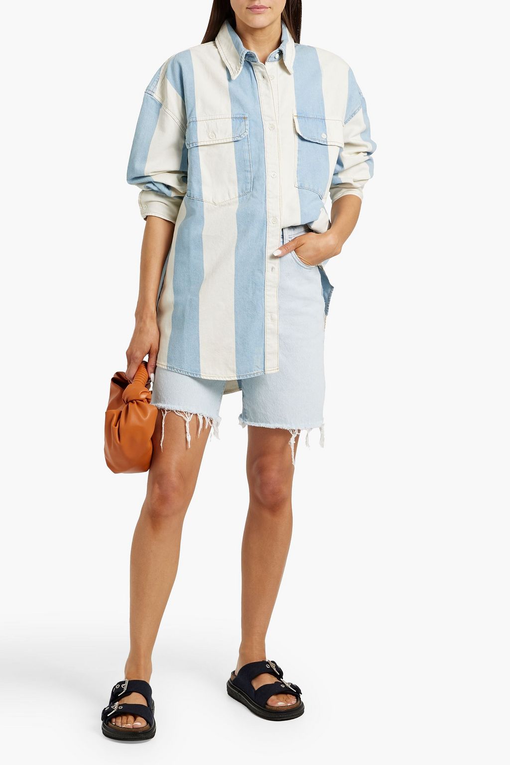 FRAME The Borrowed striped denim shirt