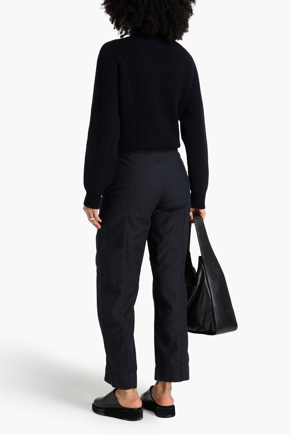 Frame Cotton-canvas Wide-leg Pants In Anthracite