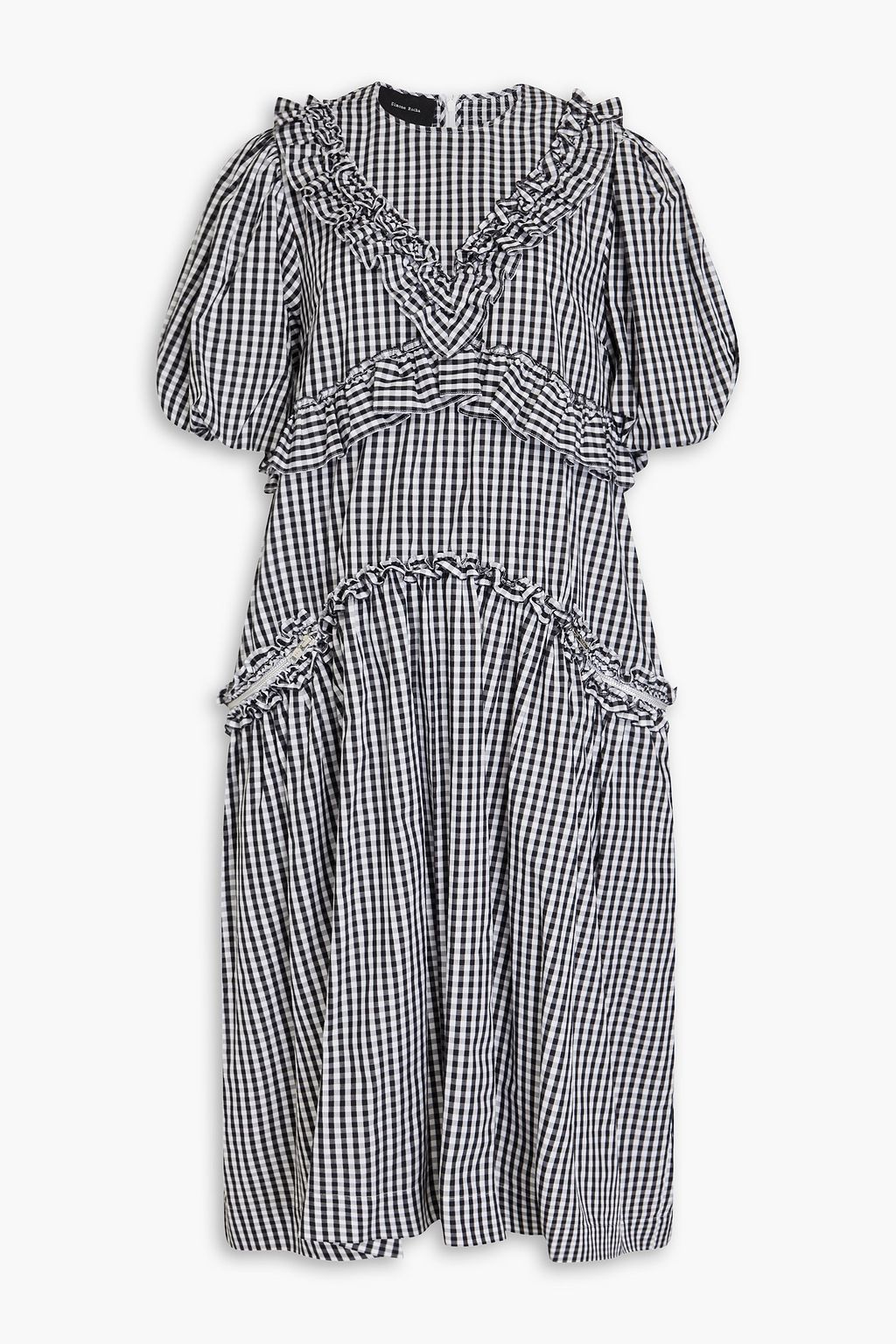 Ruffled gingham poplin midi dress