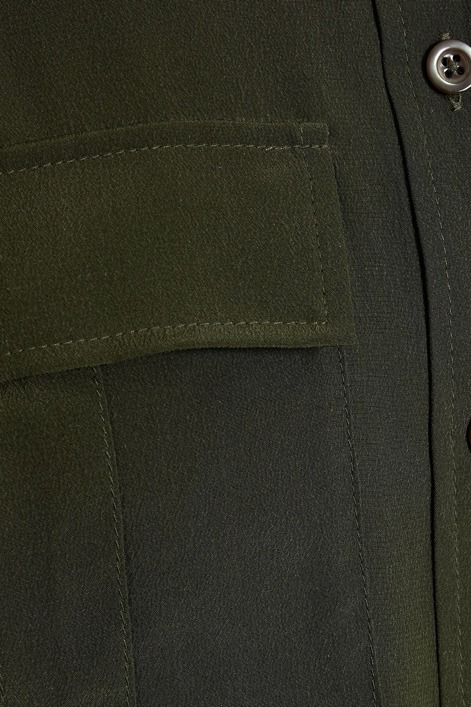Frame Silk Crepe De Chine Shirt In Army Green