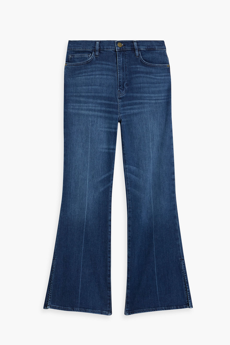 Frame Le Easy Flare High-rise Flared Jeans In Dark Denim