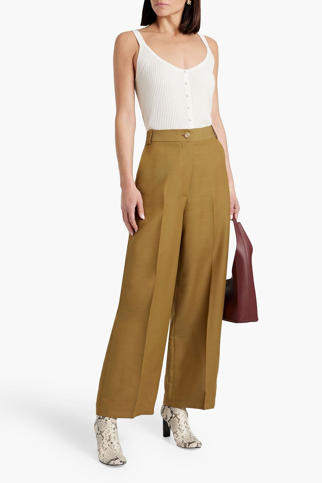 KHAITE Ian twill wide-leg pants