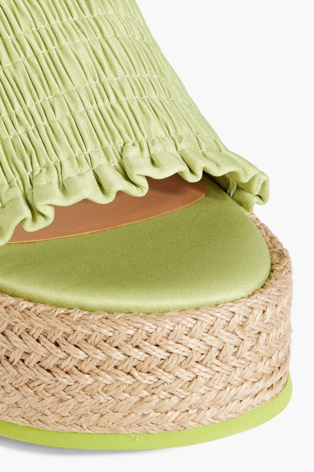 GANNI Shirred satin espadrille platform sandals