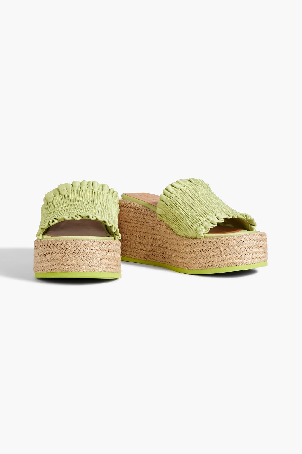 GANNI Shirred satin espadrille platform sandals