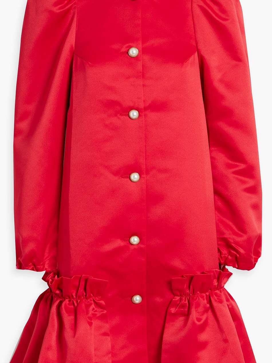 mystery puff ruffled duchesse-satin mini dress