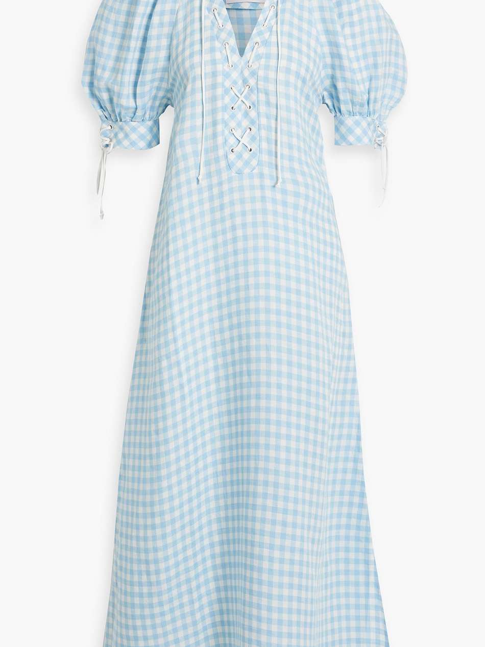 garden gingham linen-blend maxi dress