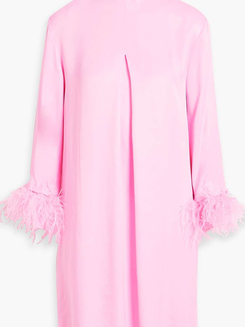 party feather-trimmed crepe de chine mini dress