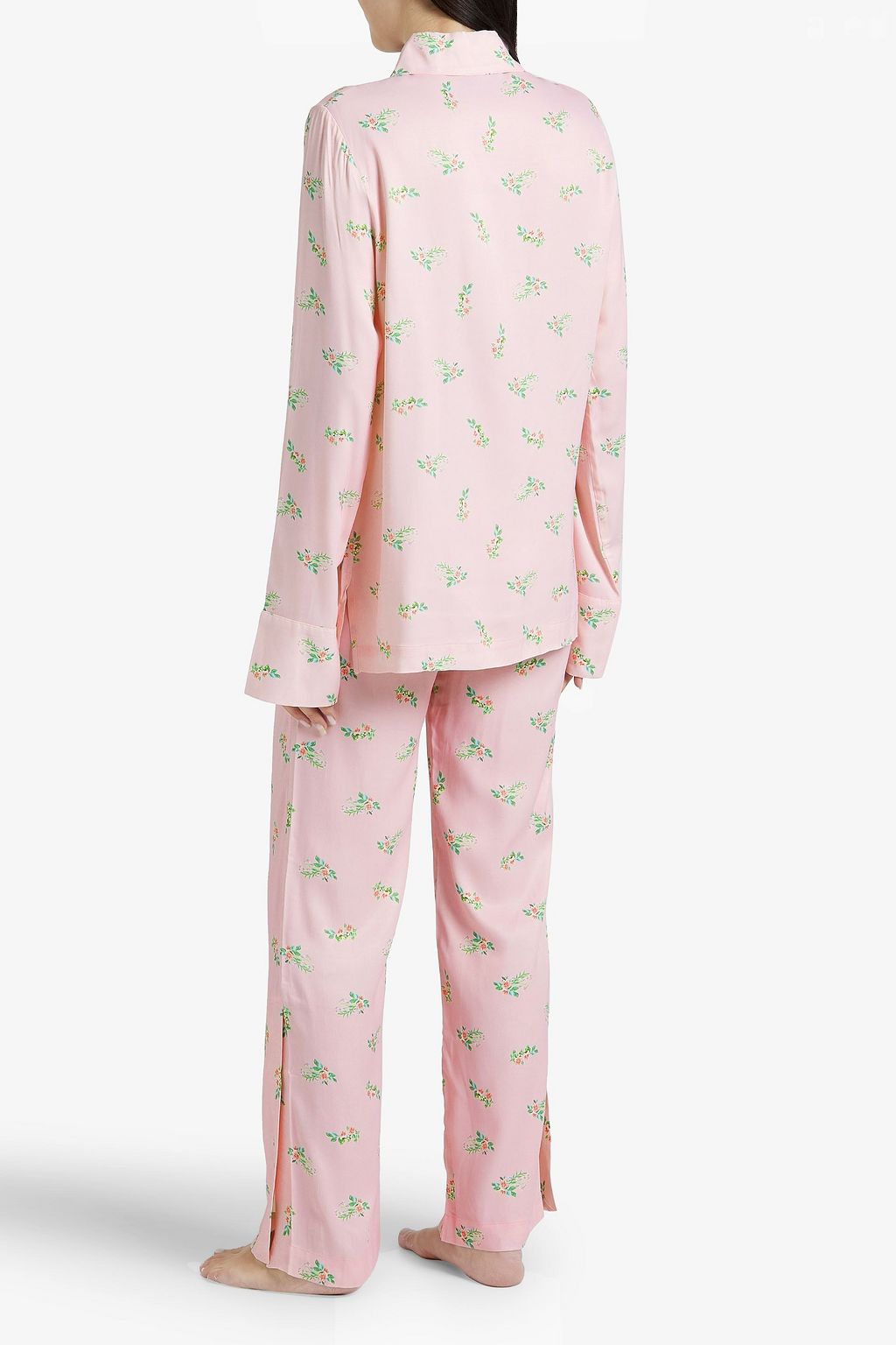 SLEEPER Blossom floral-print satin pajama pants