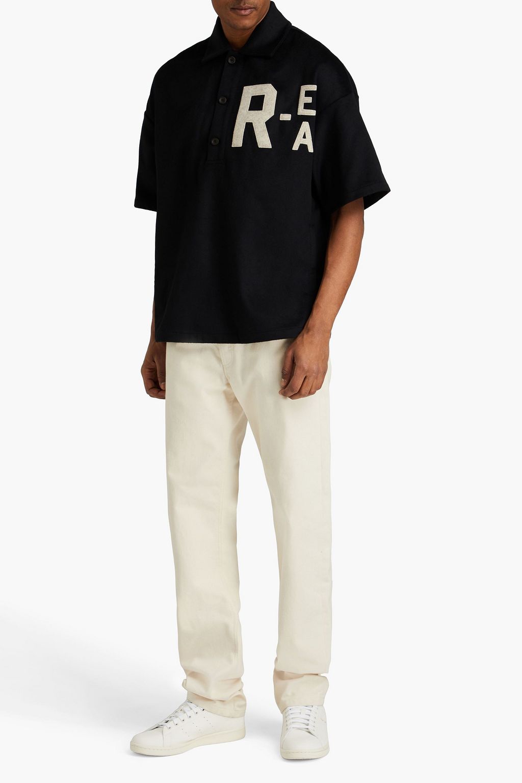 EMPORIO ARMANI 자수 장식 울 혼방 펠트 셔츠