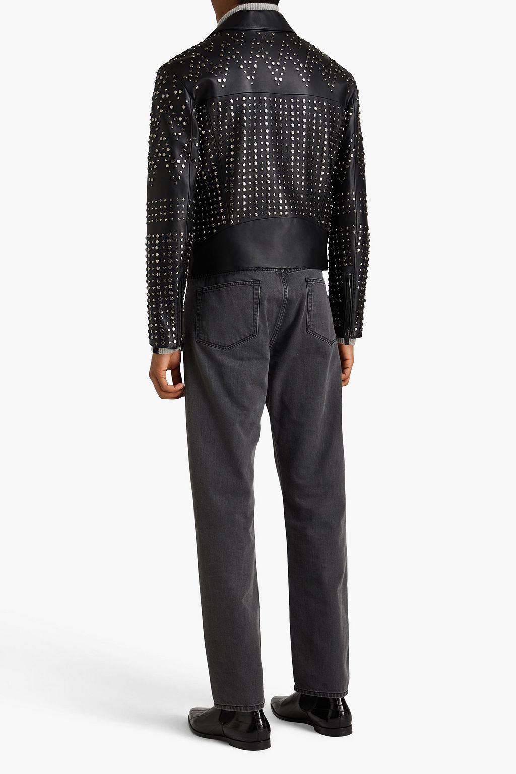 EMPORIO ARMANI Studded leather biker jacket