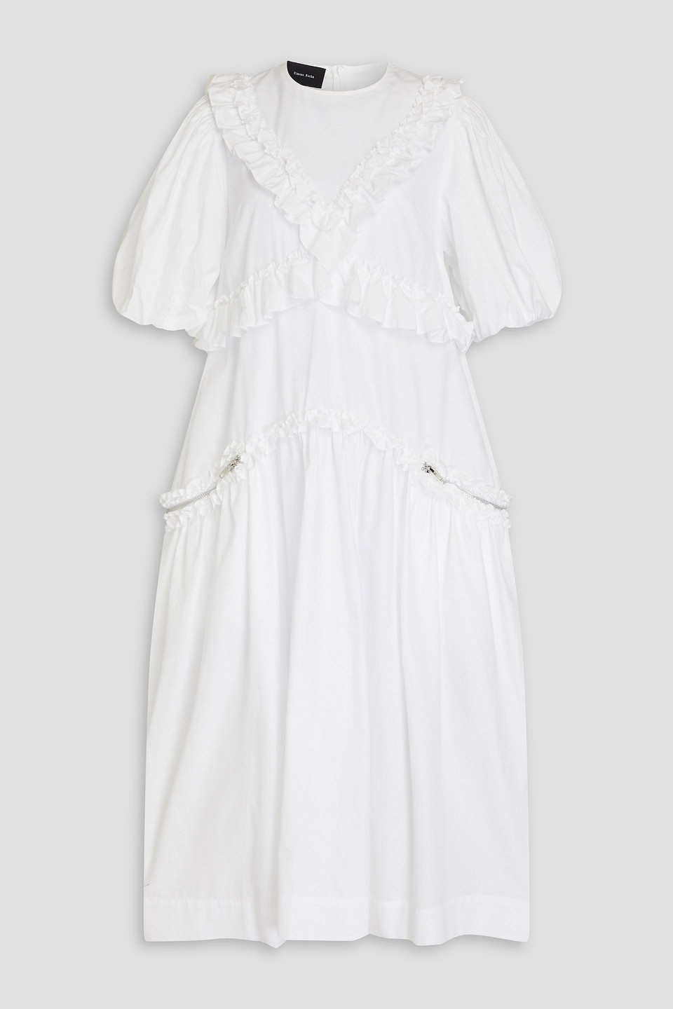 Ruffled cotton-poplin midi dress