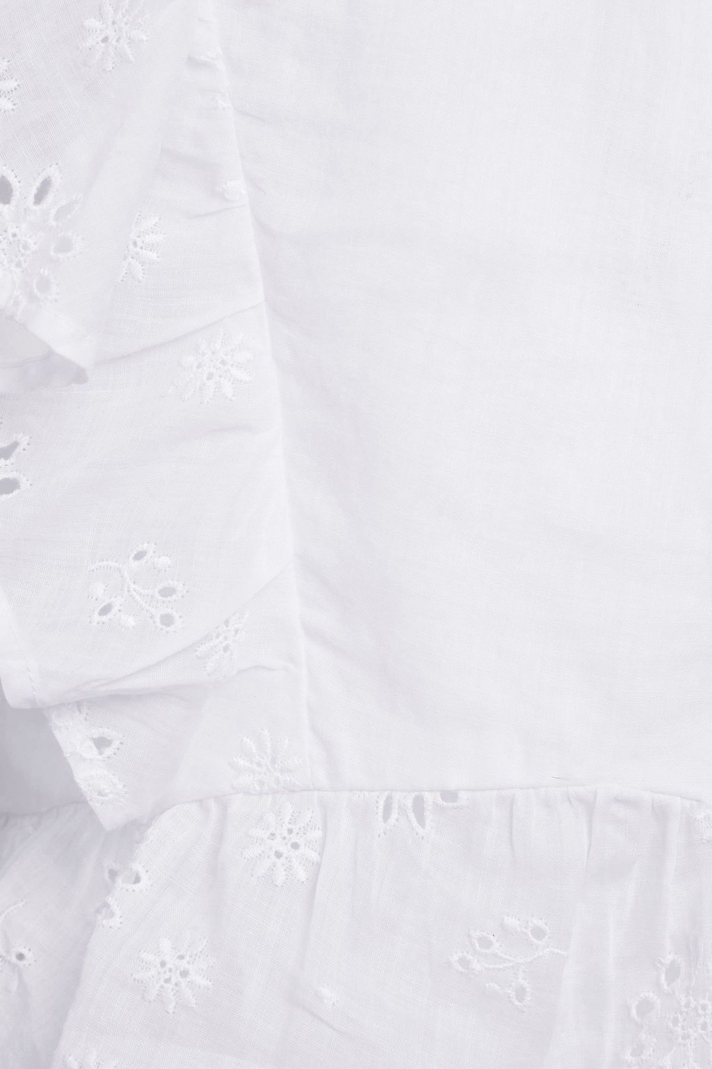 FRAME Ruffled broderie anglaise ramie top