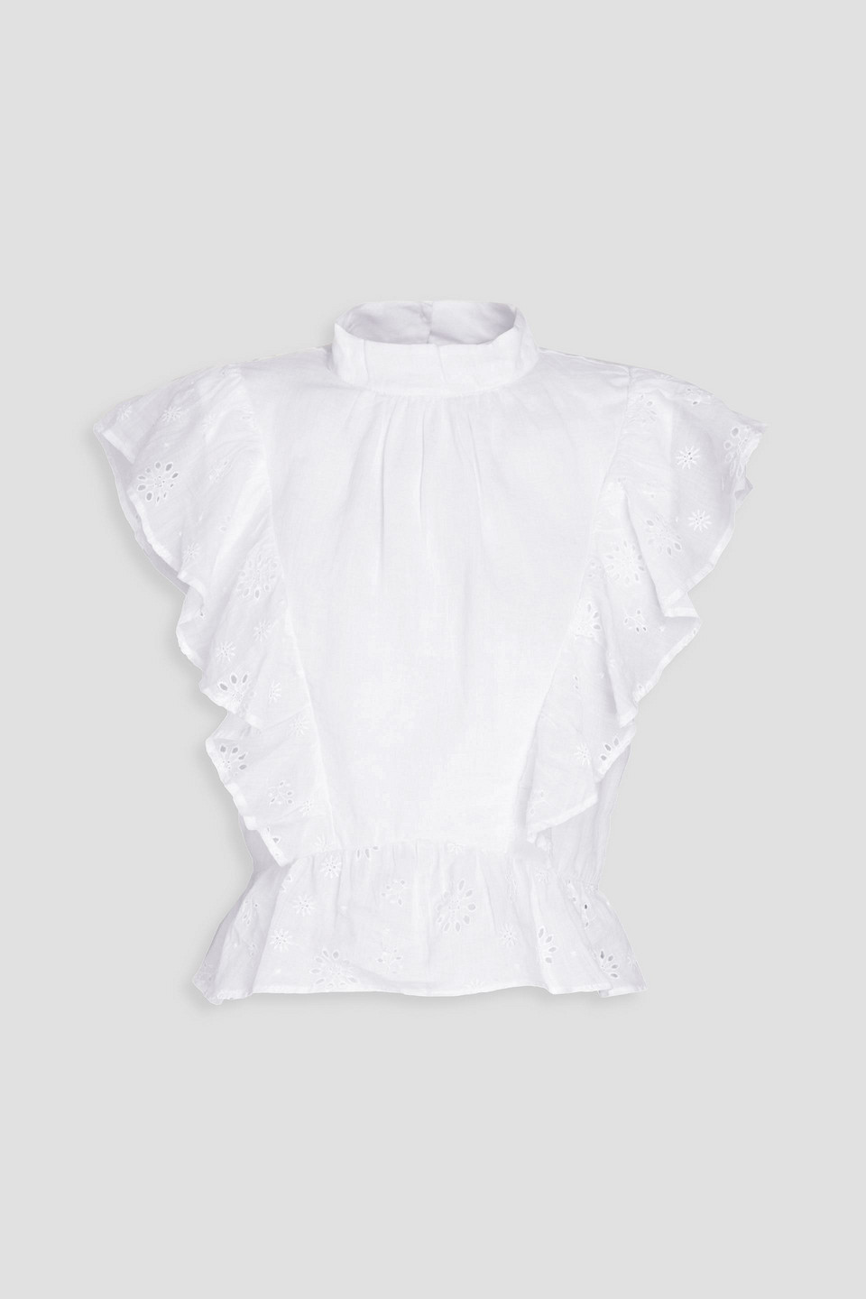 Frame Broderie Anglaise Ramie Top In White