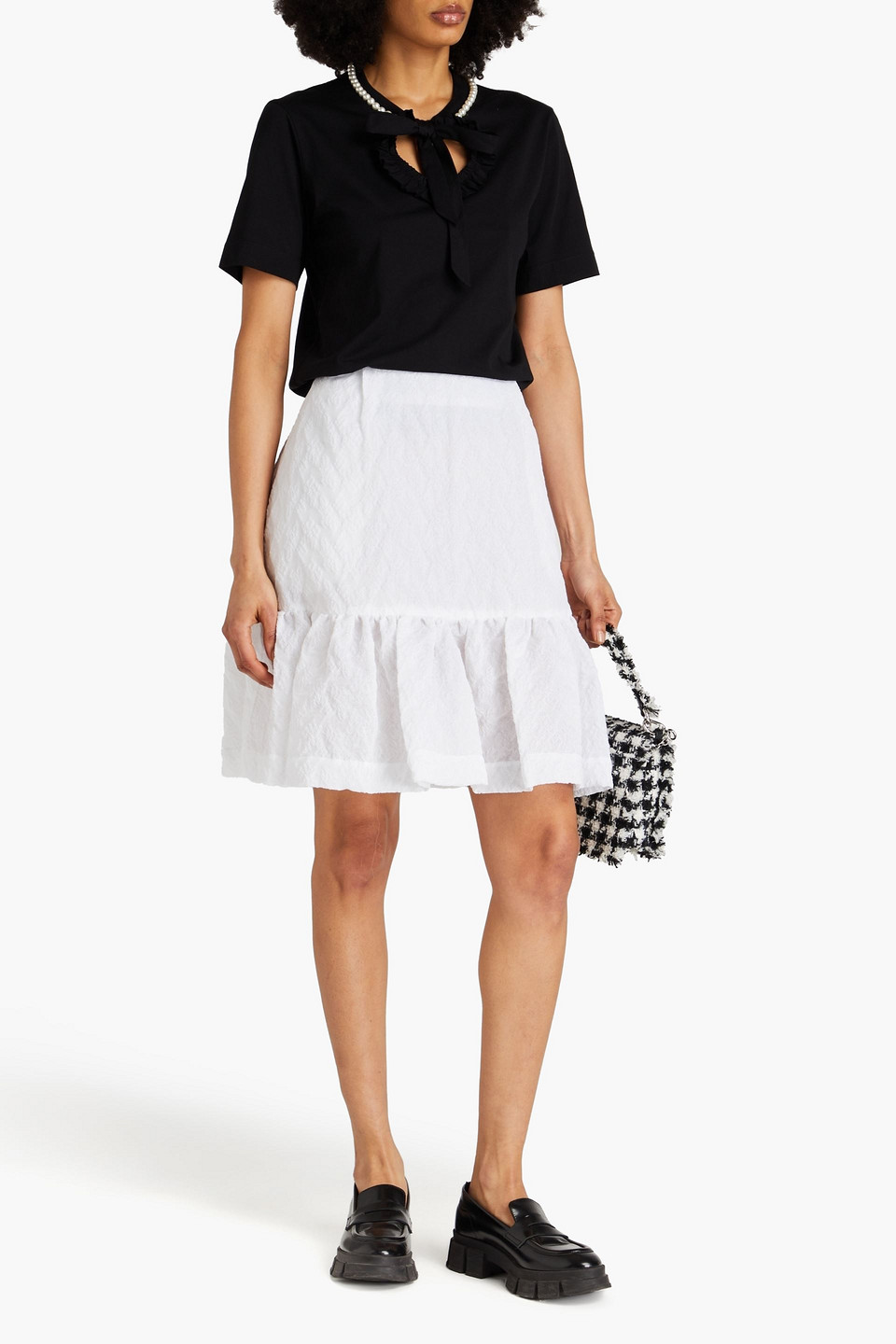 Shop Simone Rocha Ruffled Cloqué Mini Skirt In White