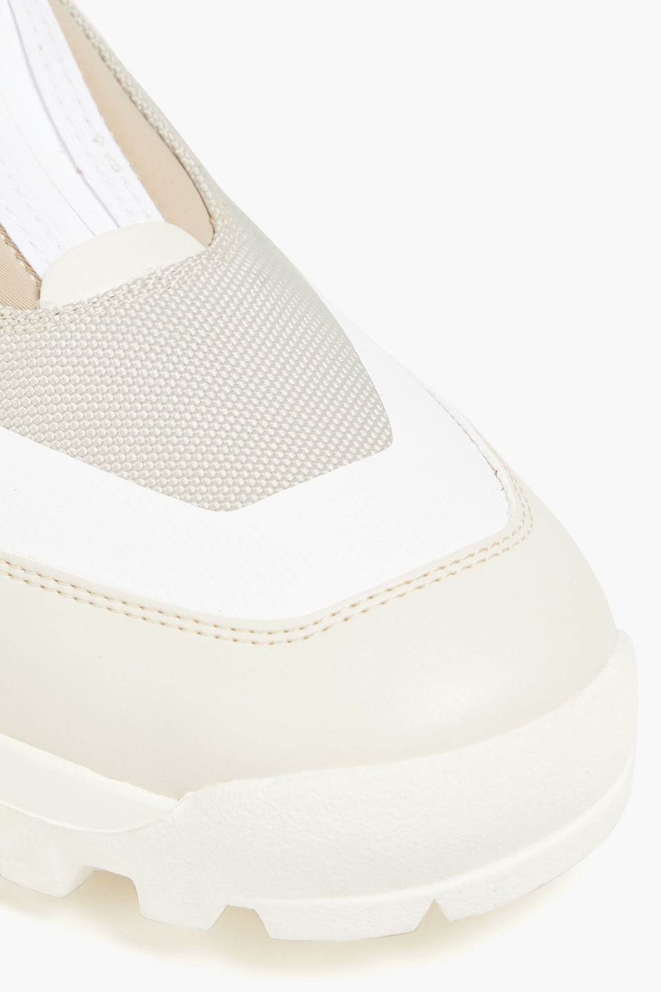 Shop Ganni Canvas And Neoprene Ankle High-top Sneakers In Beige