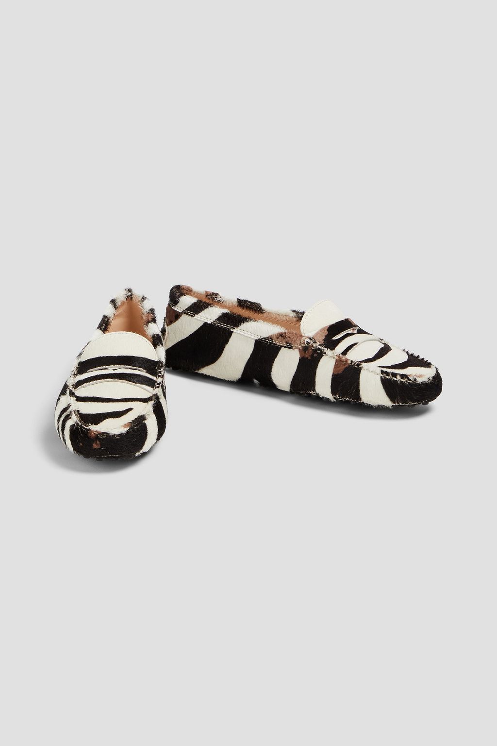 TOD'S Gommino zebra-print calf hair loafers
