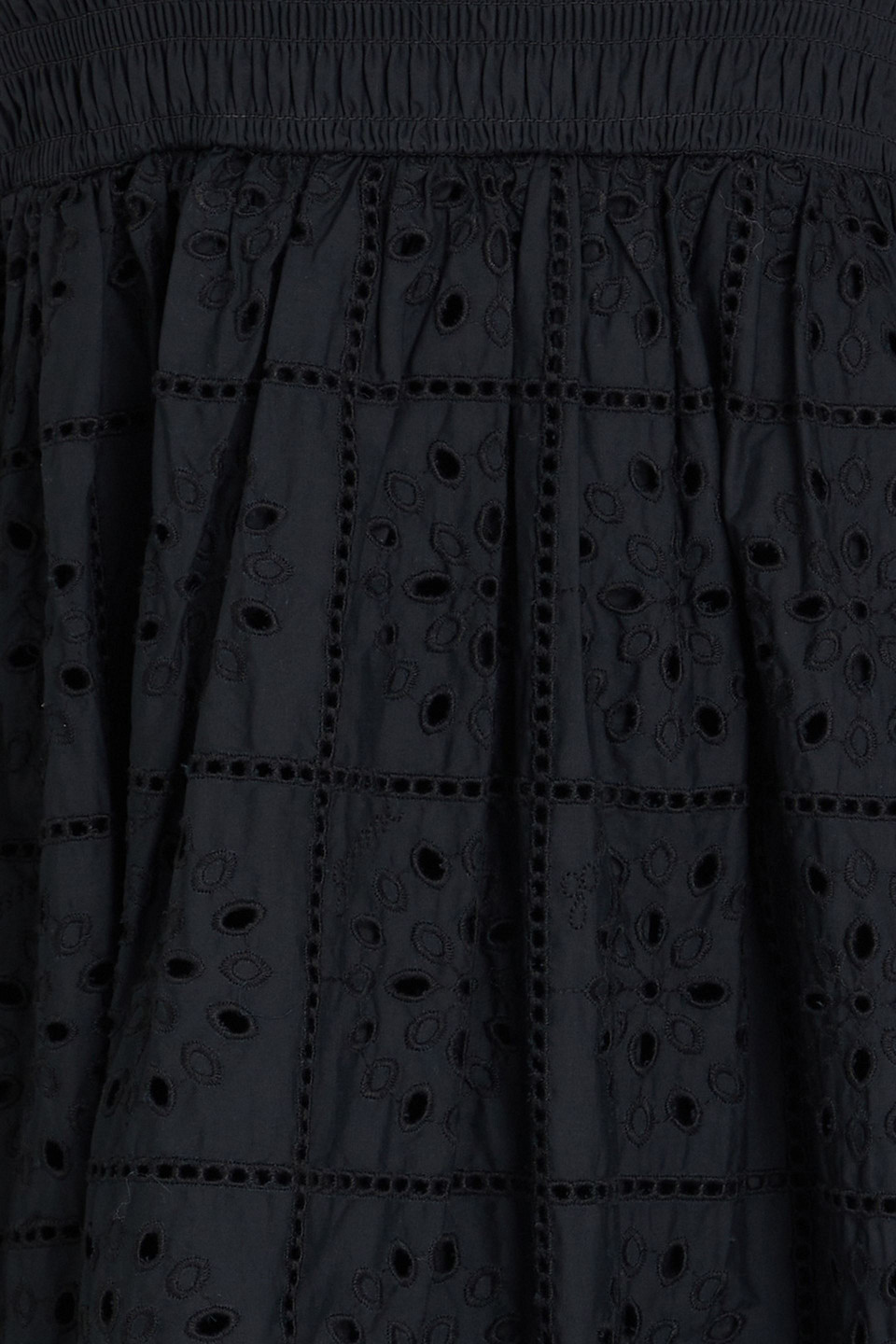 Ganni Shirred Broderie Anglaise Cotton Maxi Dress In Black