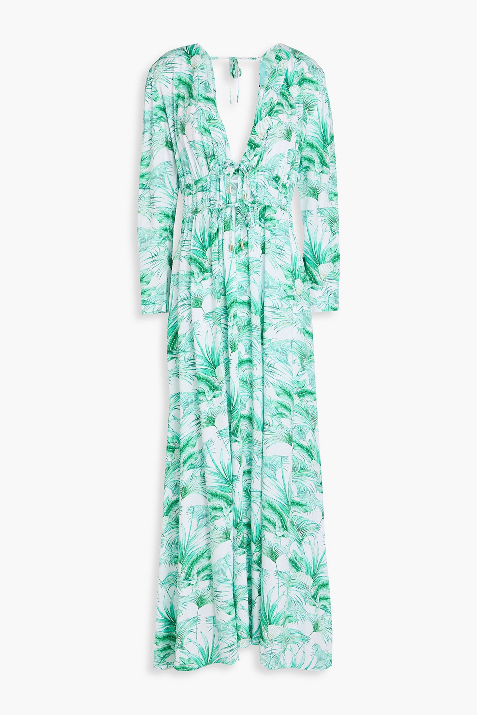 Melissa Odabash Farrah Printed Voile Kaftan In Jade