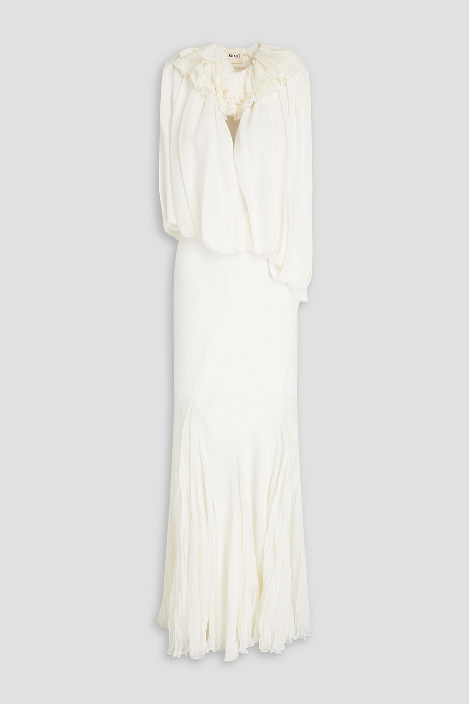 Khaite Greco Ruffled Silk-chiffon Maxi Dress In Cream