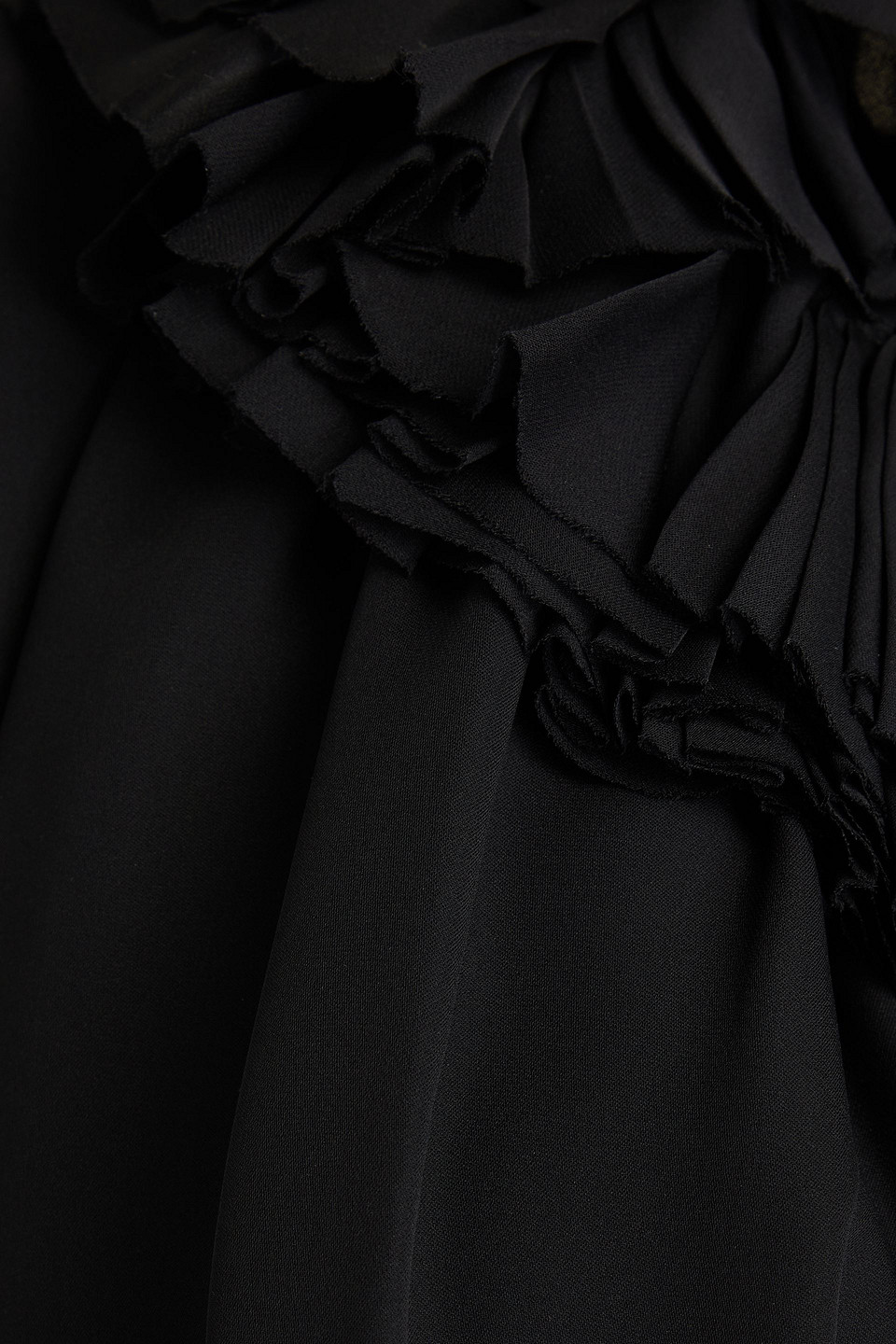 Shop Khaite Greco Ruffled Silk-chiffon Maxi Dress In Black