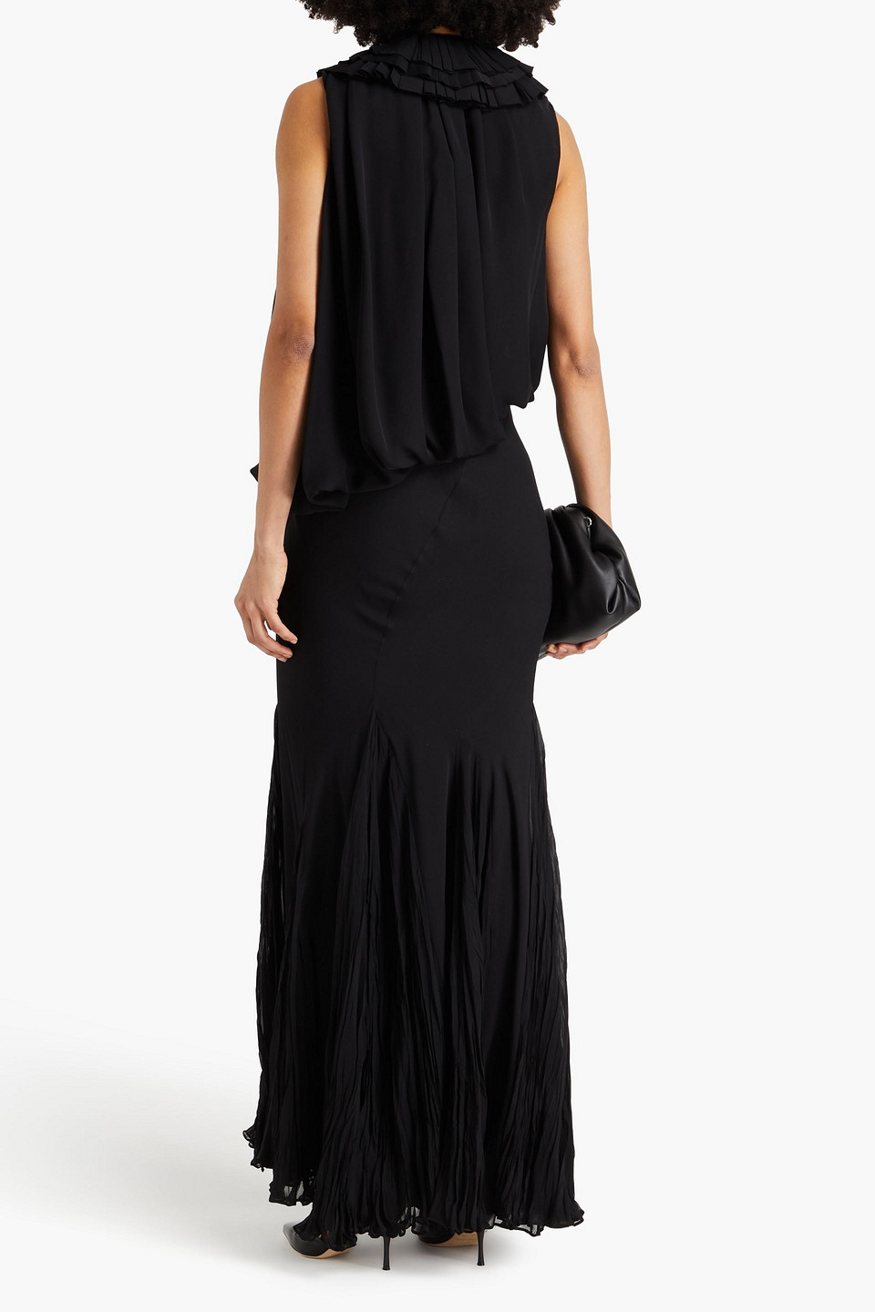 Shop Khaite Greco Ruffled Silk-chiffon Maxi Dress In Black