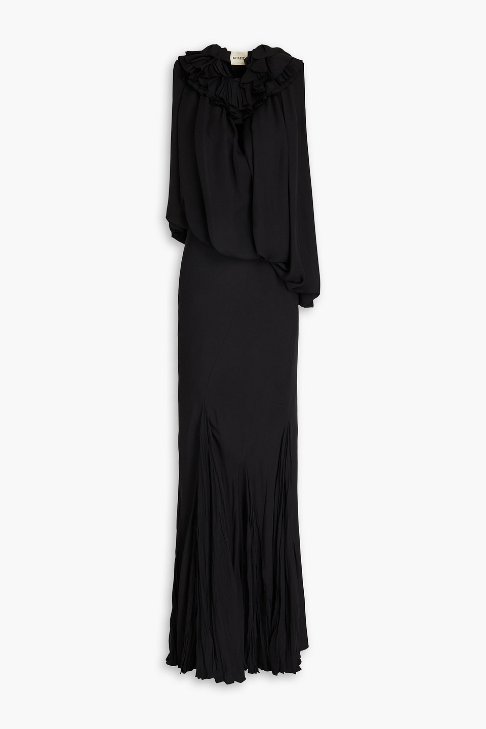 Khaite Greco Ruffled Silk-chiffon Maxi Dress In Black