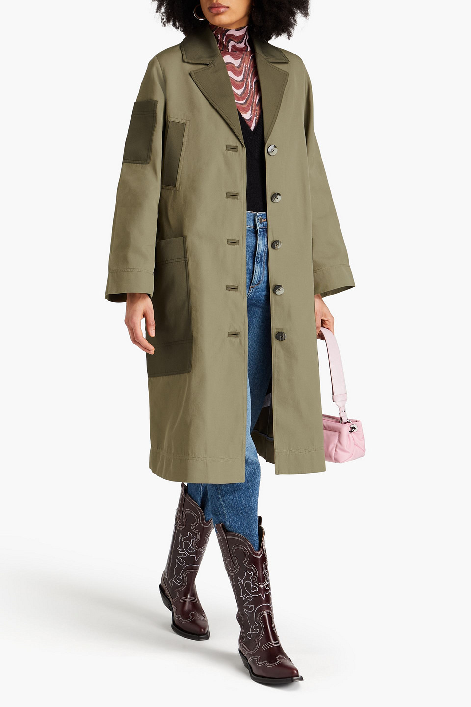 GANNI TWILL TRENCH COAT