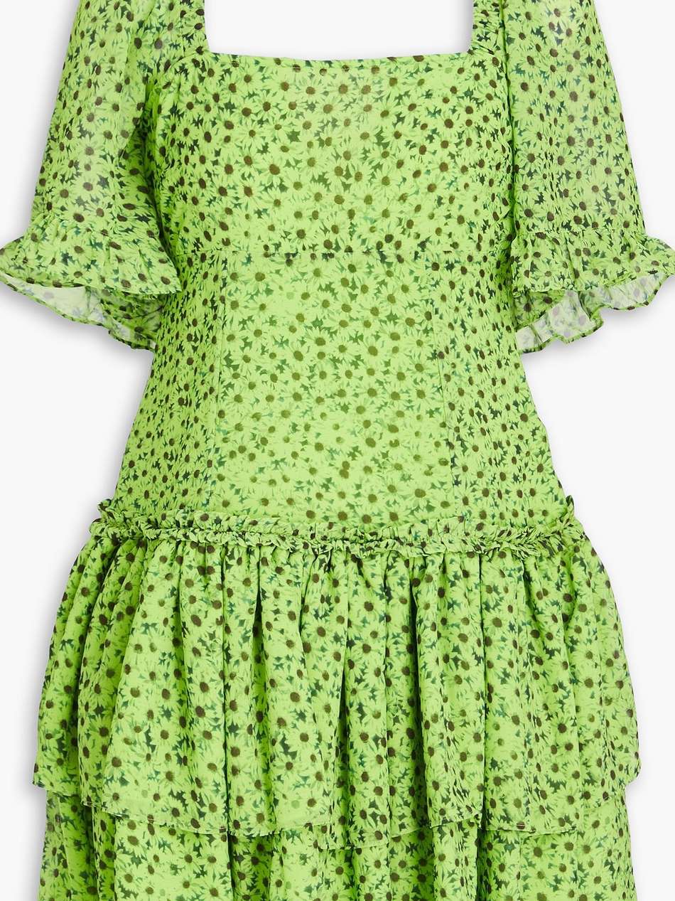 tiered floral-print voile mini dress