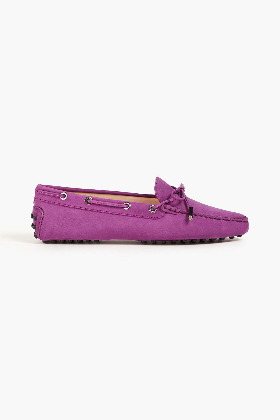 Tod's - Gommino bow-detailed nubuck loafers - Purple - EU 35.5