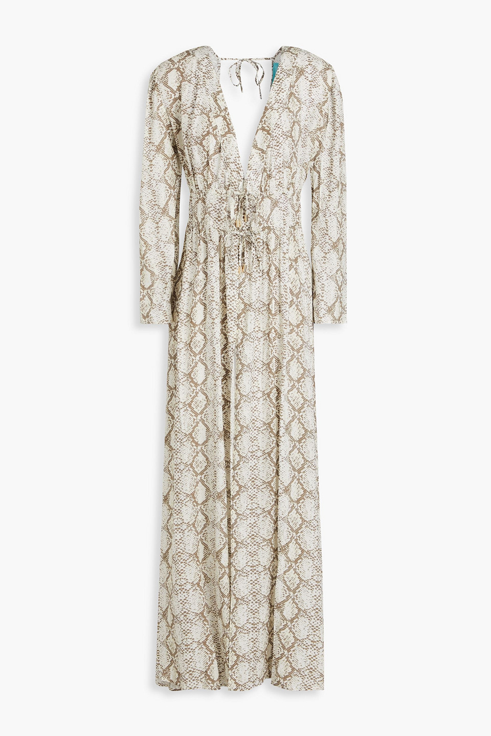 MELISSA ODABASH FARRAH SNAKE-PRINT VOILE KAFTAN 