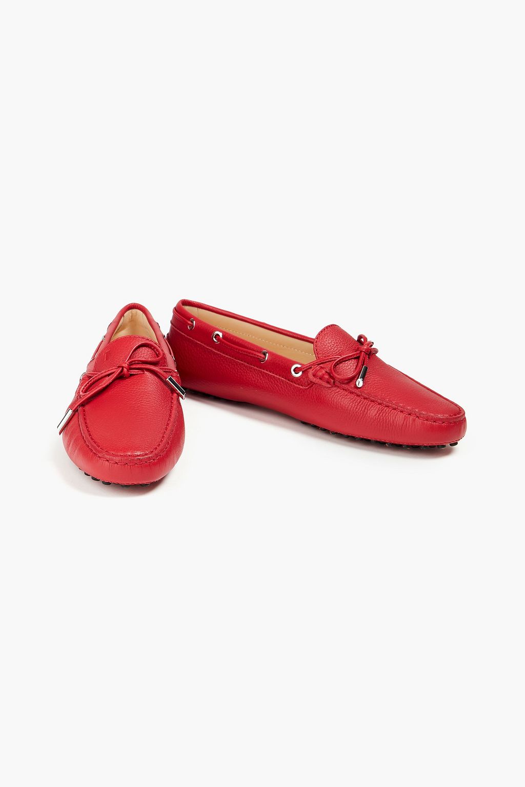 TOD'S Heaven Lacetto pebbled-leather loafers