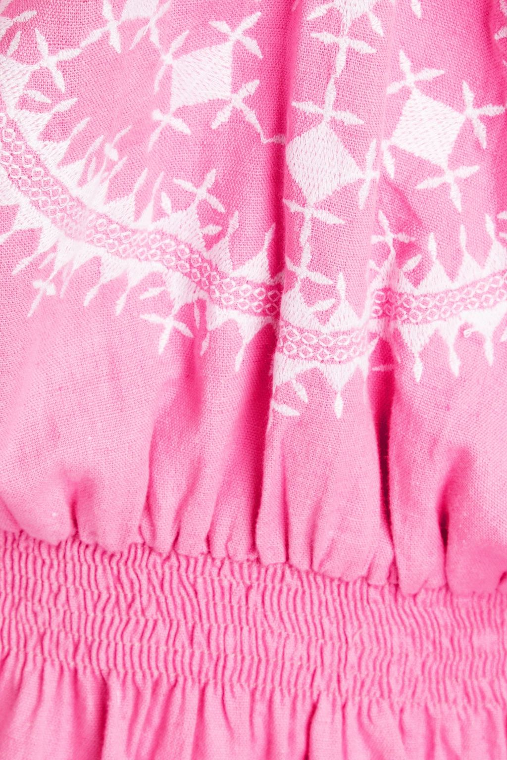 MELISSA ODABASH コットン&リネン混 ミニワンピース 刺繍 フリンジ付き