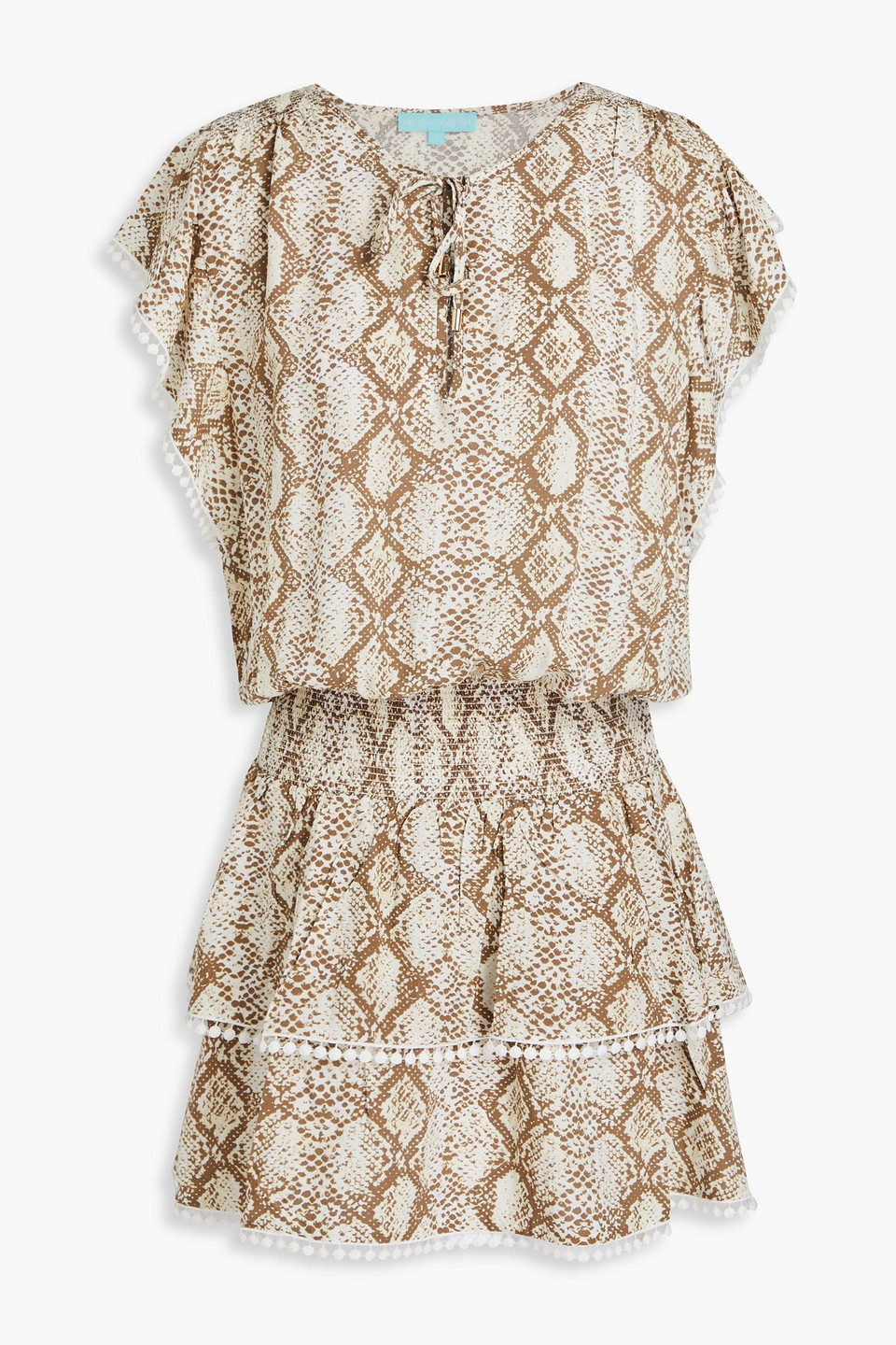 Melissa Odabash Keri Tiered Snake-print Mousseline Mini Dress In Animal Print