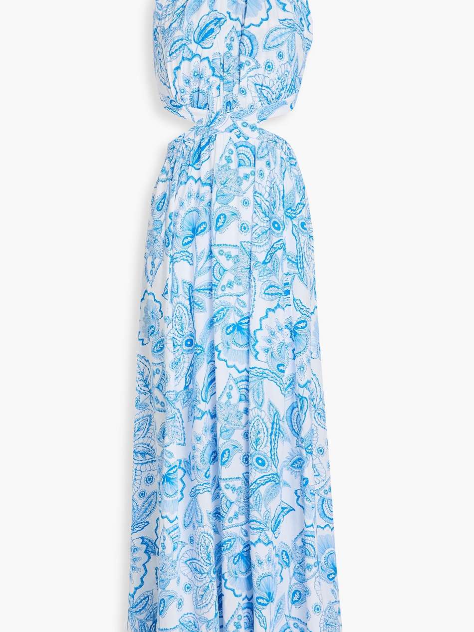 arabella cutout printed voile maxi dress