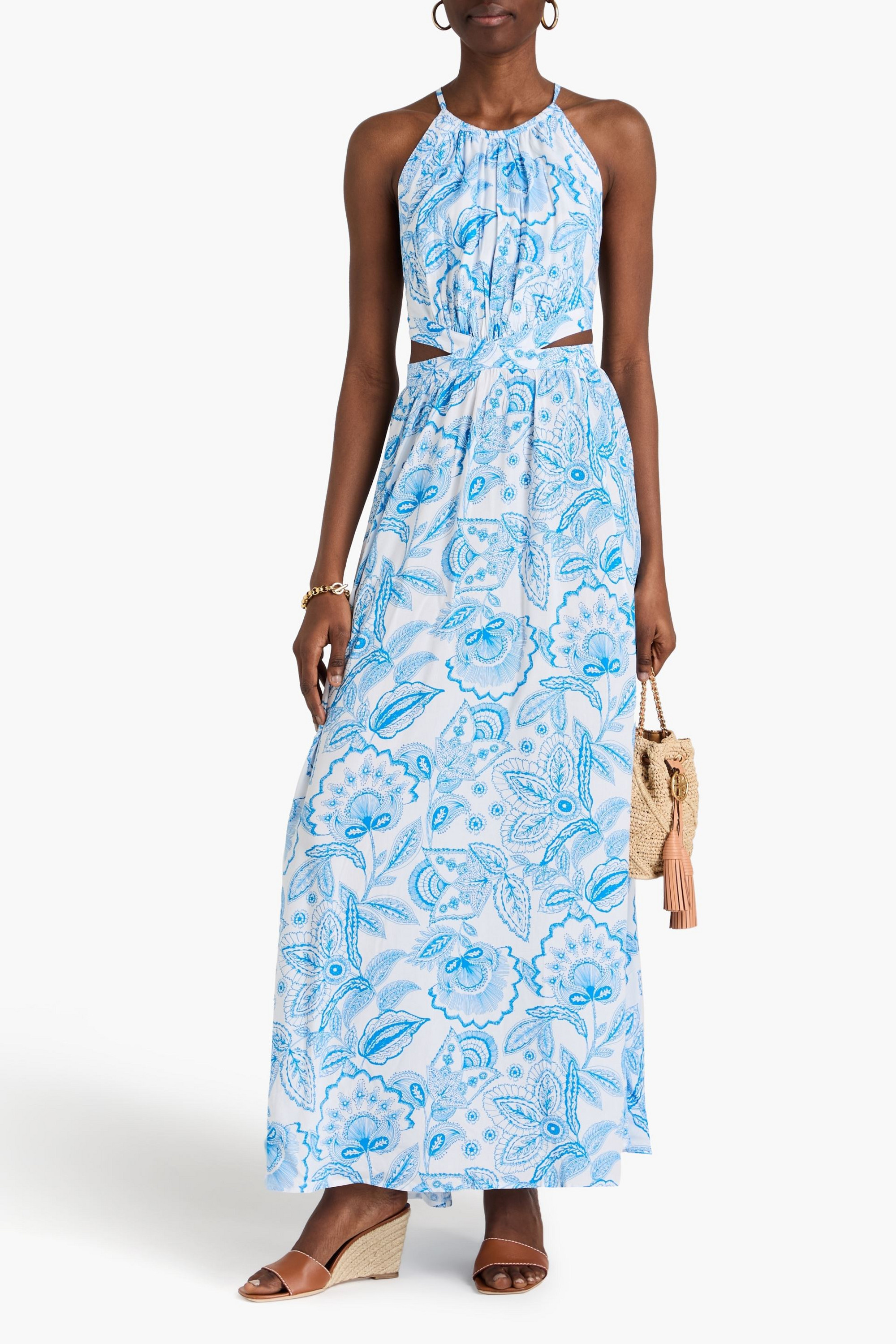 Melissa Odabash Arabella cutout printed voile maxi dress