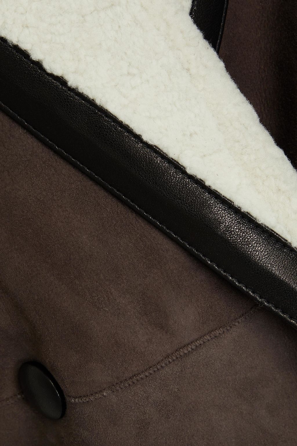 KHAITE Layton leather-trimmed suede coat