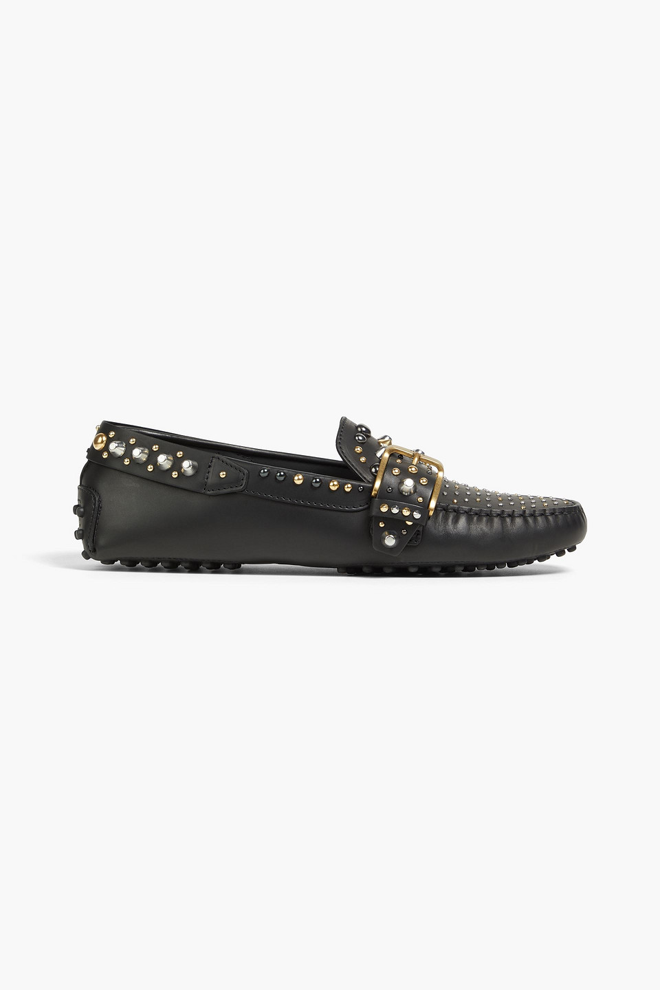 Tod's Studded Leather Loafers In Black