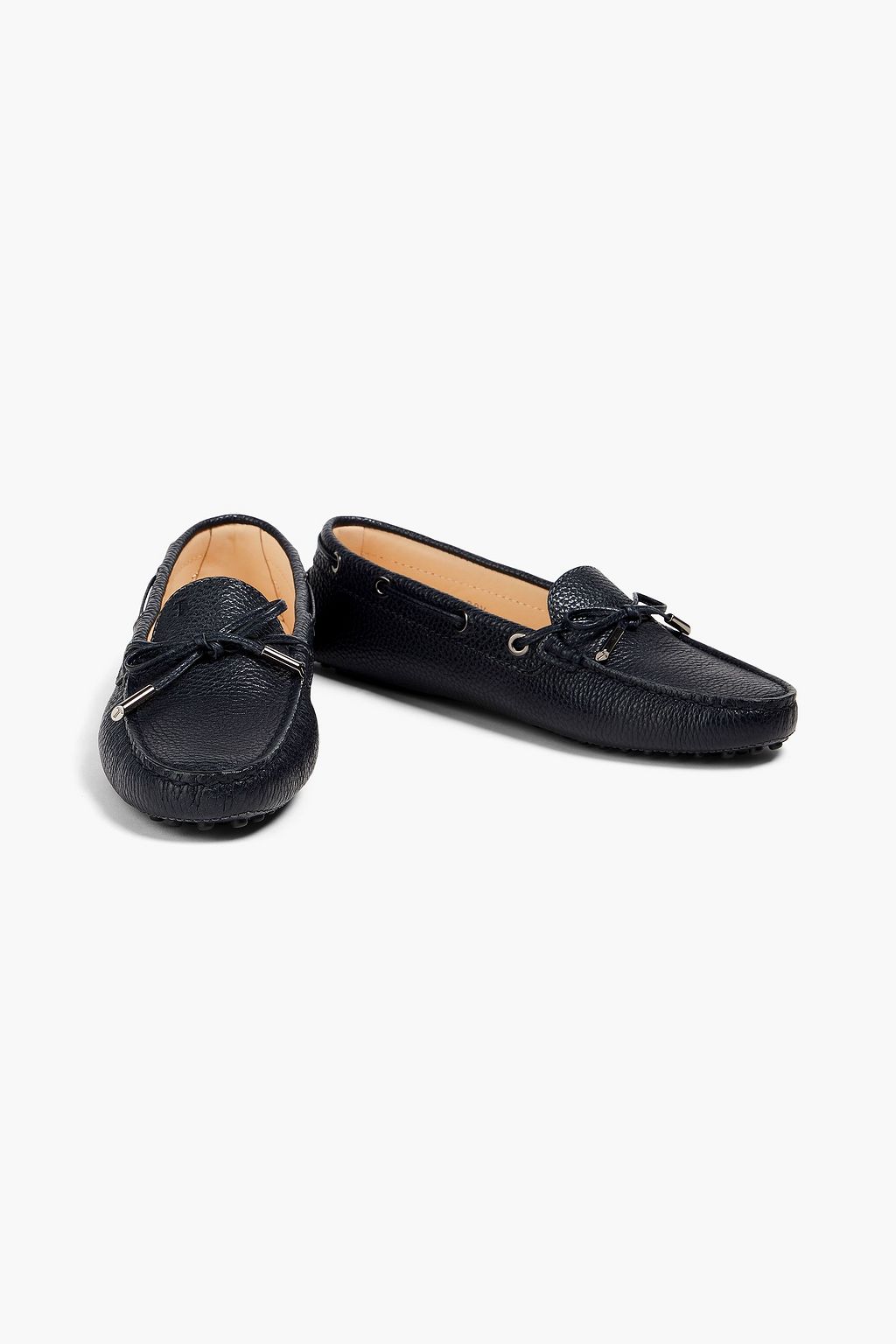 TOD'S Heaven Lacetto pebbled-leather loafers