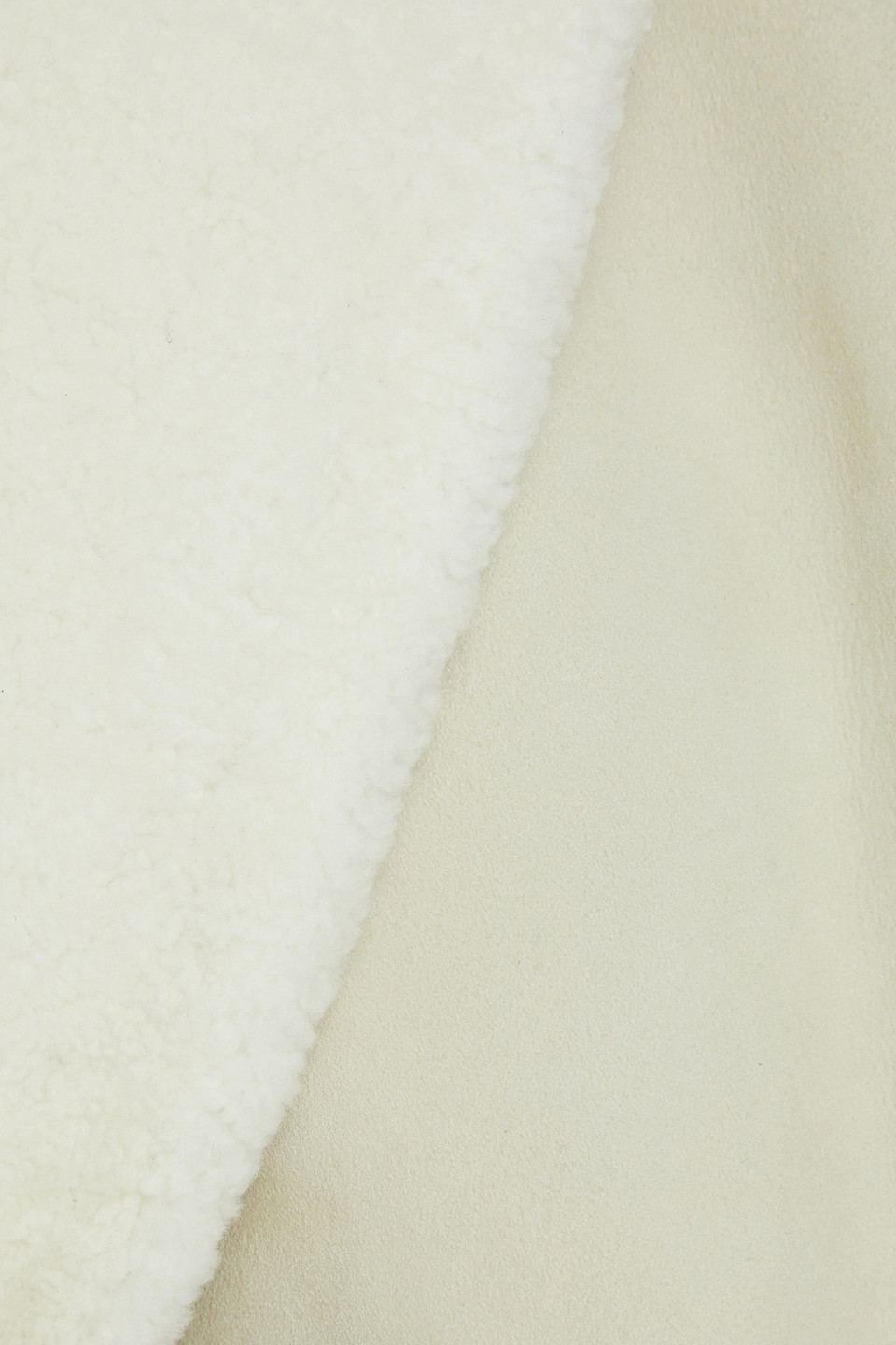 Khaite Pia Shearling-trimmed Suede Coat In Ecru