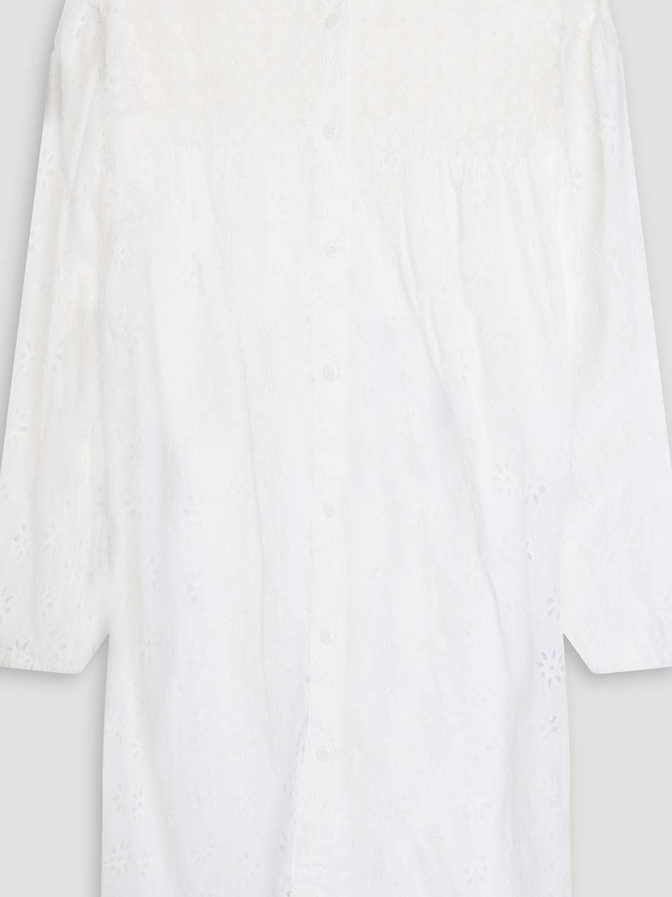 barrie broderie anglaise cotton and macramé mini shirt dress