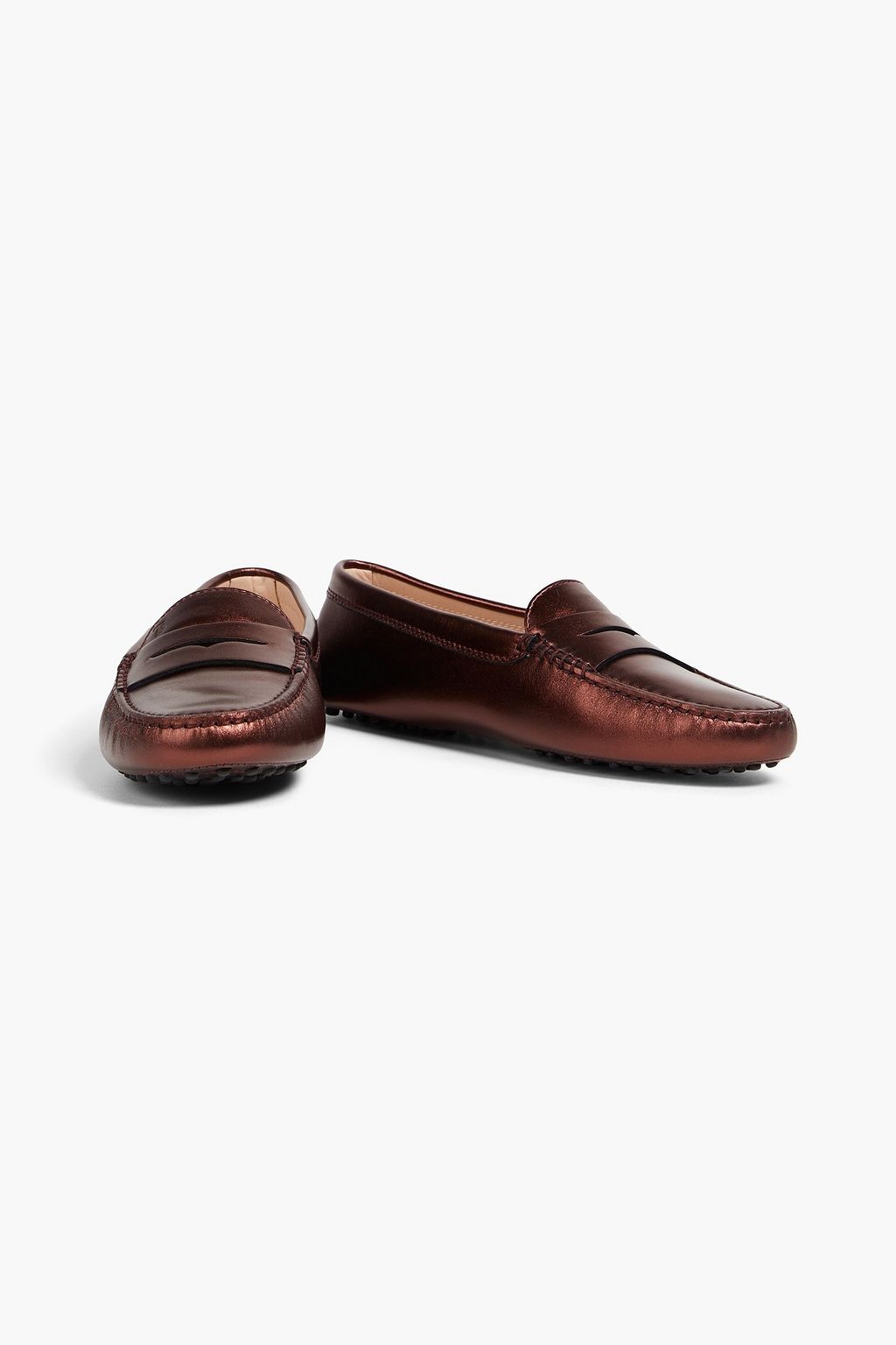 TOD'S Metallic leather loafers