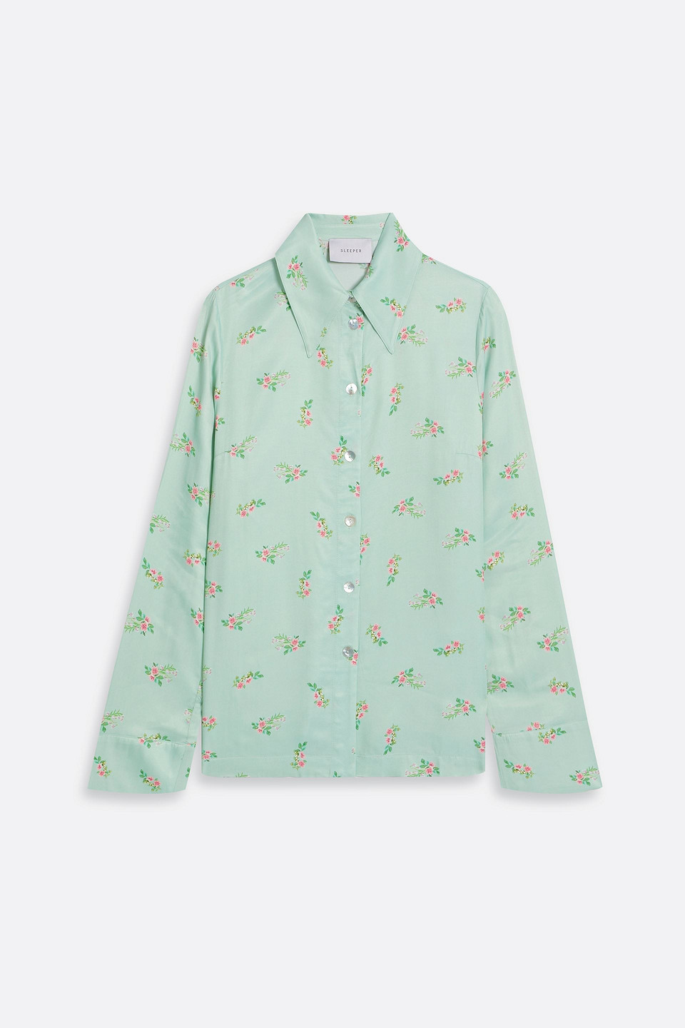 Floral-print satin pajama top