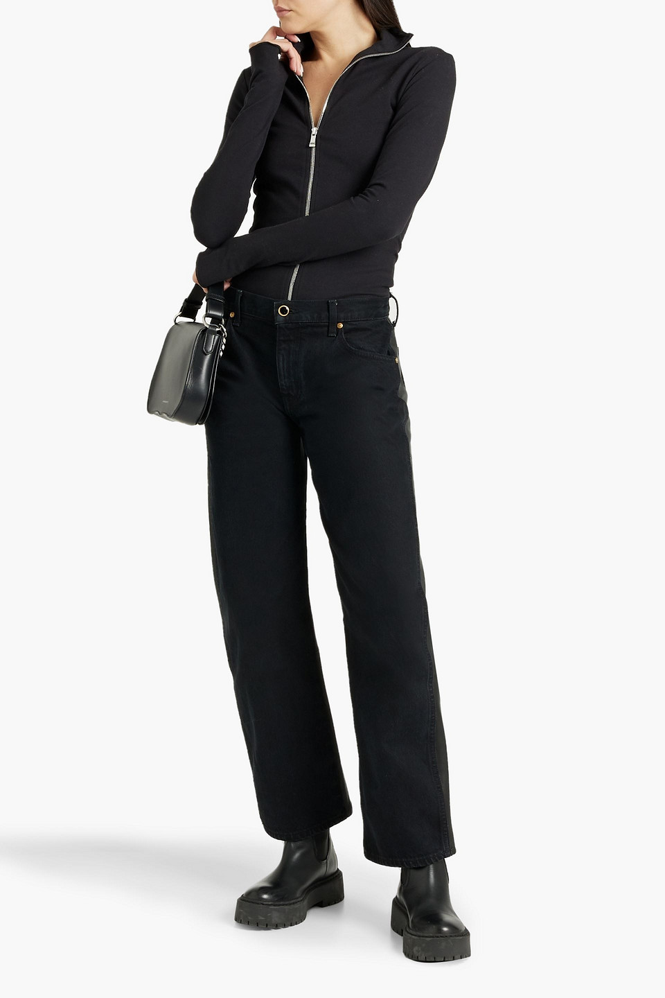 Eb Denim Cotton-blend Jersey Jacket In Black