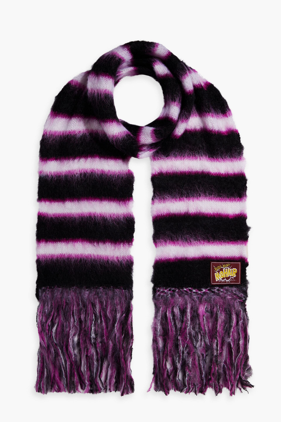 Marni Striped Mohair-blend Scarf In Magenta