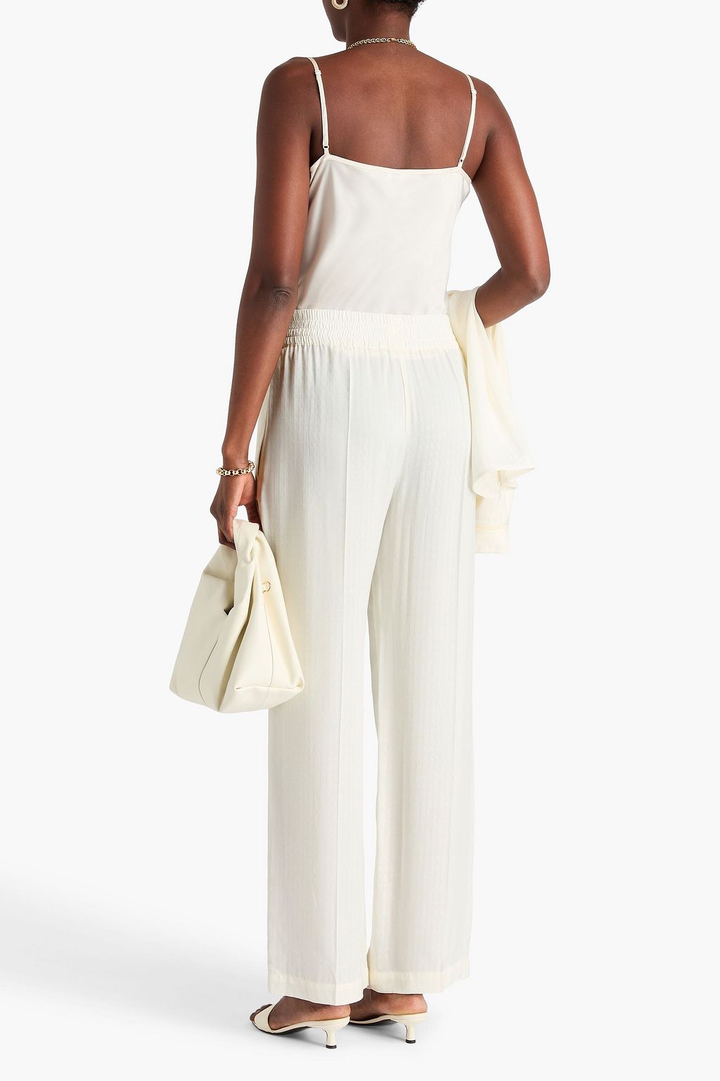 VICTORIA BECKHAM Satin-jacquard straight-leg pants
