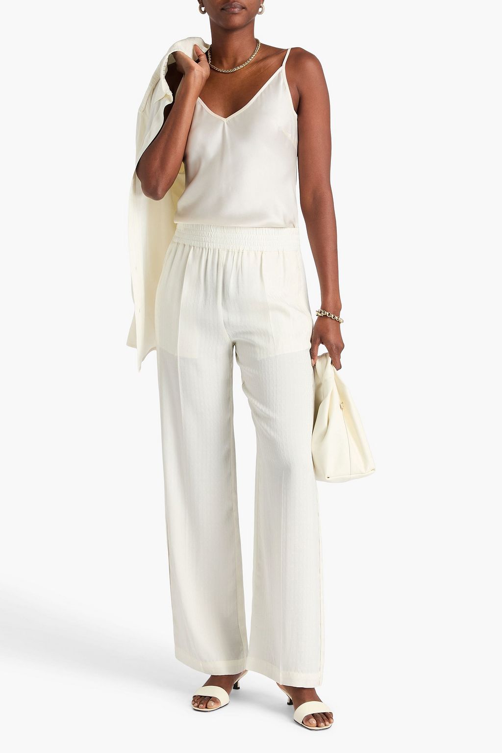 VICTORIA BECKHAM Satin-jacquard straight-leg pants