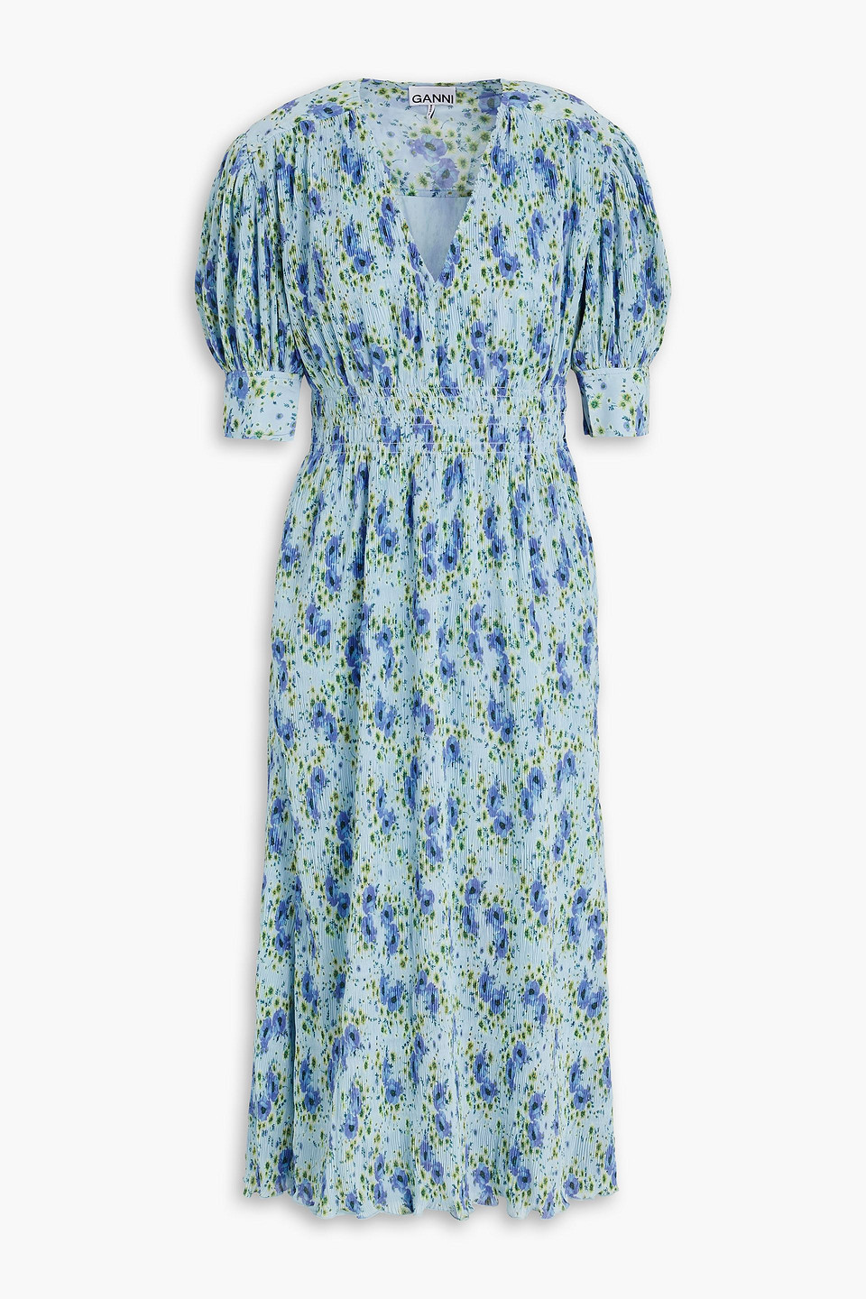 knee length dresses for ladies Pleated Georgette Flounce Strap Midi Dress