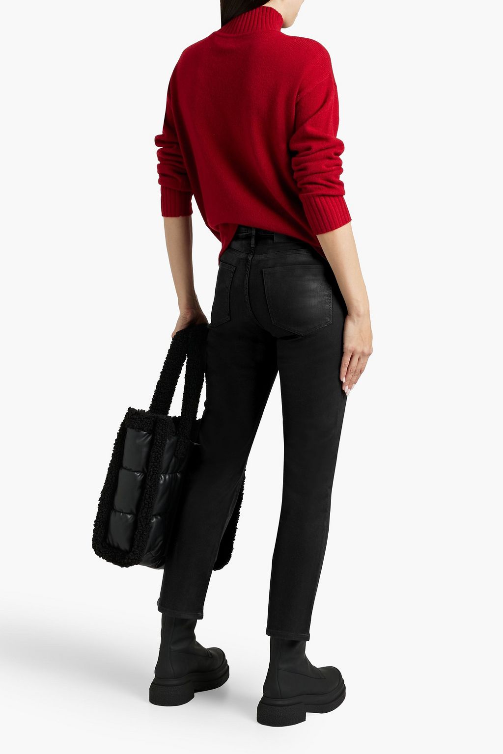 FRAME Le High Straight coated high-rise straight-leg jeans
